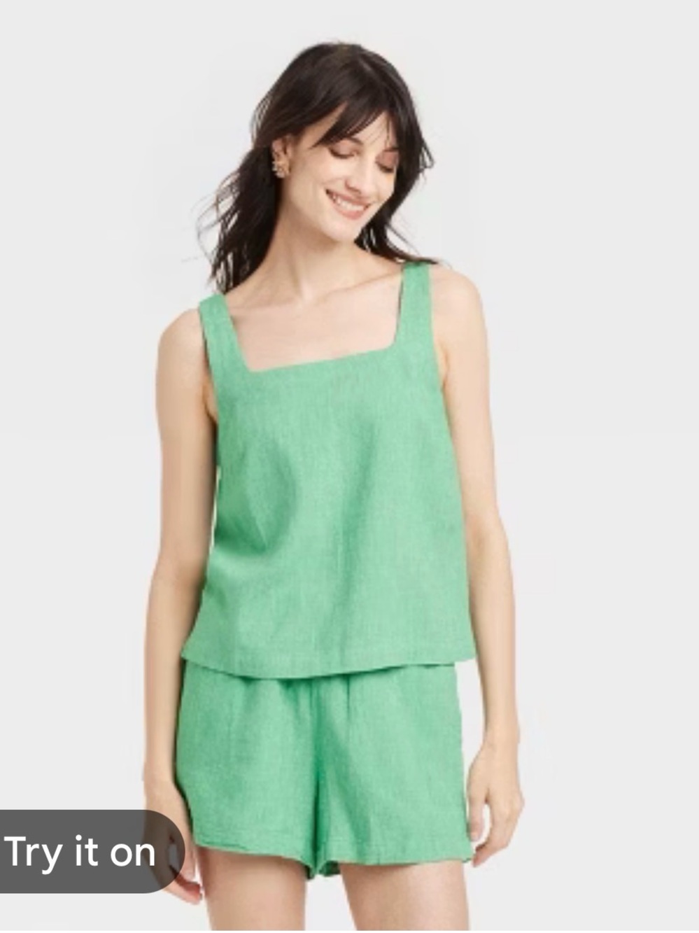a new day Matching Mint Green Linen Short and a Tank Top Set